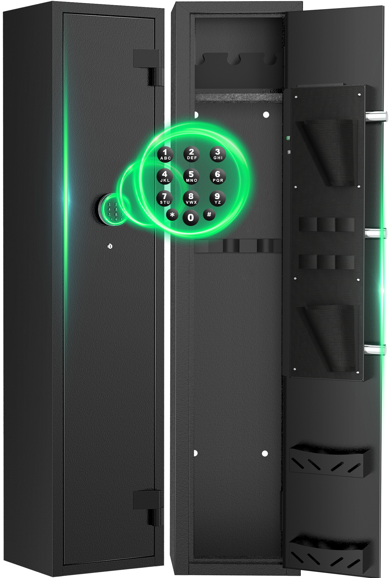 BESAFETY 2-4 Long Gun Safes, Gun Cabinets for Home Storage of Rifle and Pistols, Quick Access Rifle Safe with Alarm System & Gun Racks