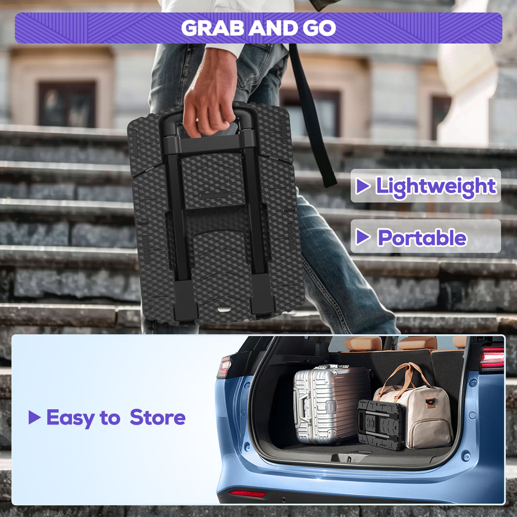 TNTANTS Hand Truck, 500 LB Heavy Duty Portable Dolly, Folding Dolly Cart with 6 Wheels & 3 Elastic Ropes for Luggage, Travel, Moving, Shopping, Office Use, Black