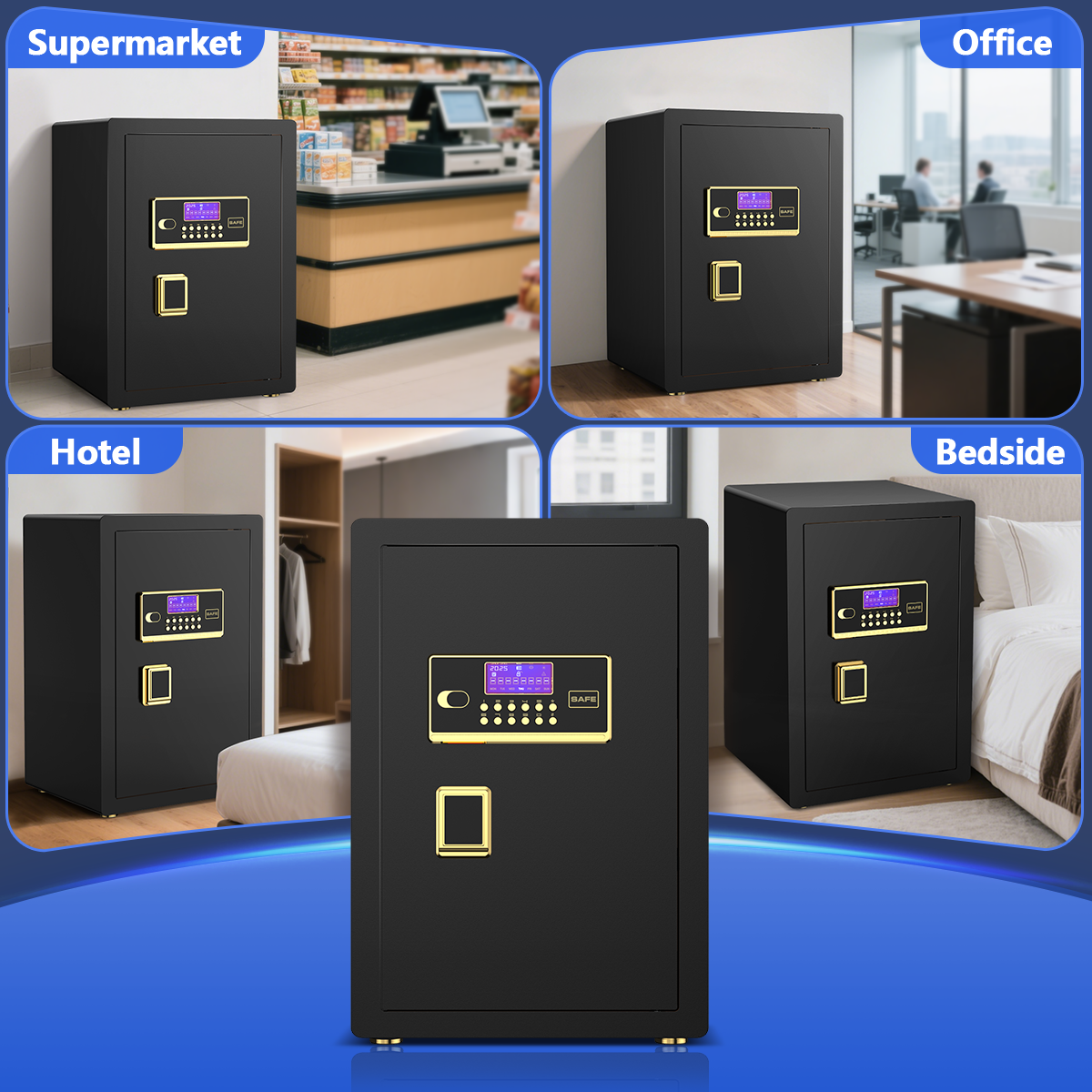 SYSENFO 5.0 Cuft Digital Security Safe Box, Fireproof Waterproof Bag & Adjustable Shelves for Home & Office(Black)