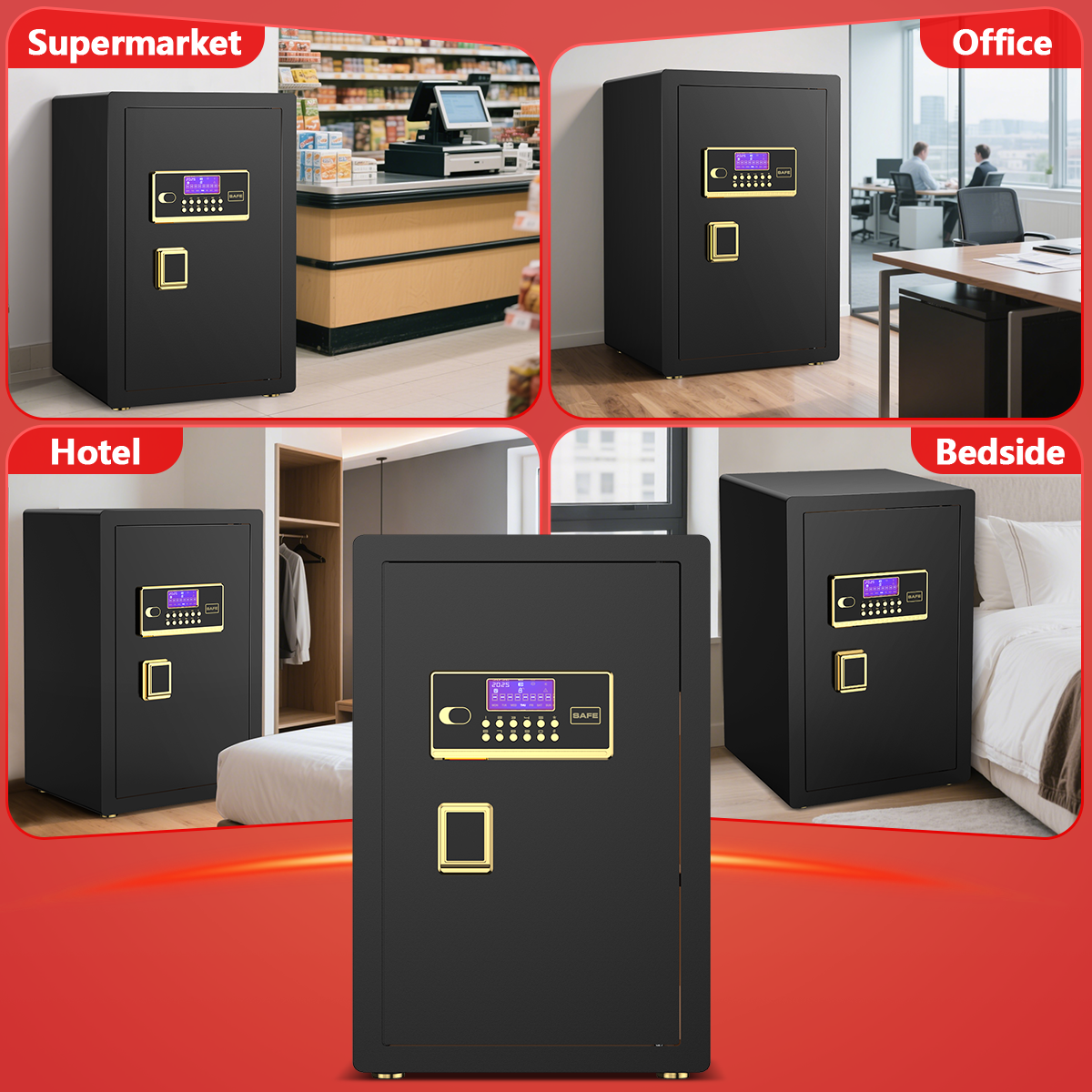 Gemaisil 5.5 Cuft Large Safe Box, Security Home Safe with Interior Safe Lock Box & Fireproof Document Bag