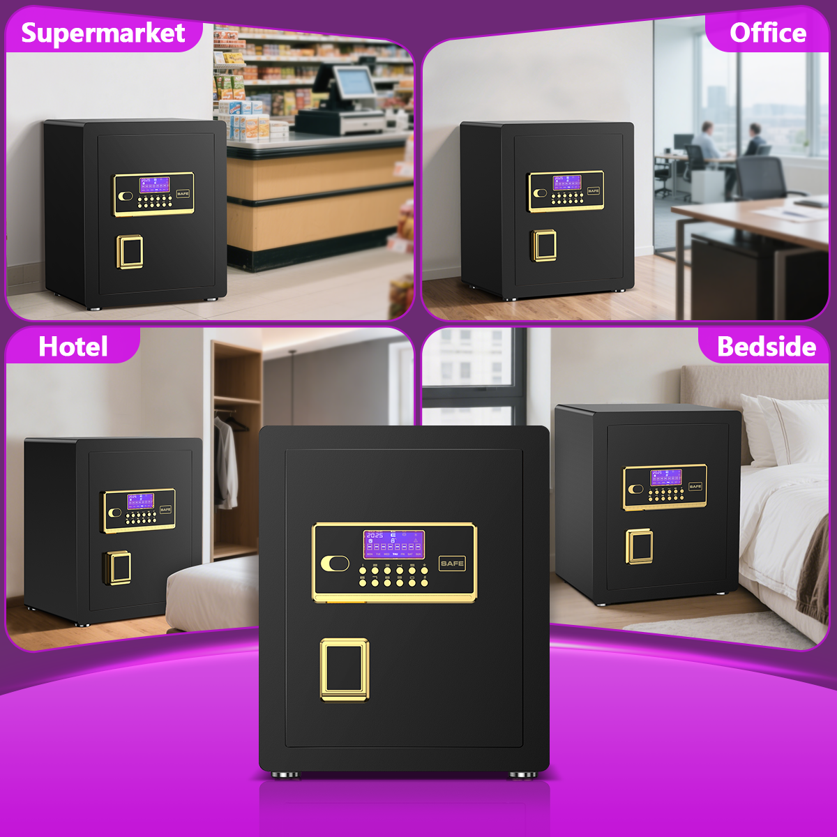 Gemaisil New 3.0 Cuft Safe Box with Digital Keypad, Security Safe with Fireproof Waterproof Bag, Adjustable Shelf, Alarm System, Office & Home Safes for Cash, Jewelry, Documents, Black