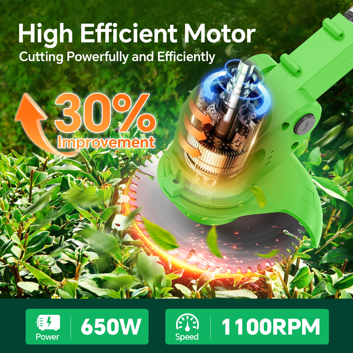 TNTANTS Weed Wacker Cordless, 3-in-1 Lightweight Electric String Trimmer with 3 Types of Blades, Wheels, 24V Battery, Weed Eater Grass Trimmer/Edger/Brush Cutter for Lawn Yard Garden (Green)