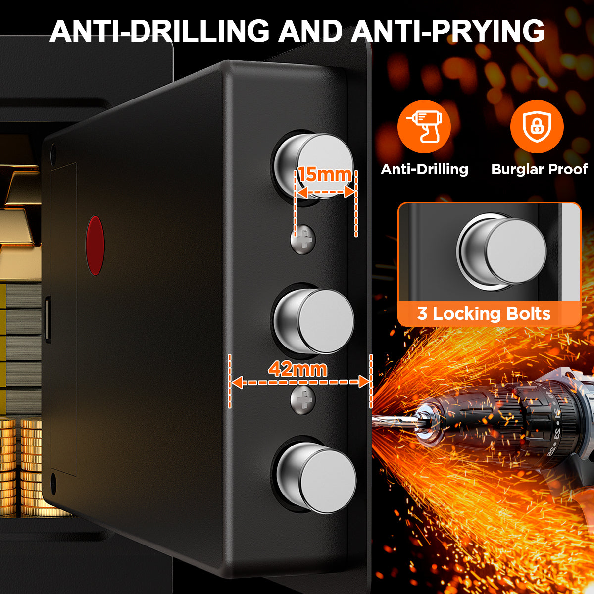 TNTANTS Electronic Digital Safe Box, 0.5 Cubic Feet Home Security Box for Office Hotel Business, Lock Box with Key Keypad for Cash Jewelry Black