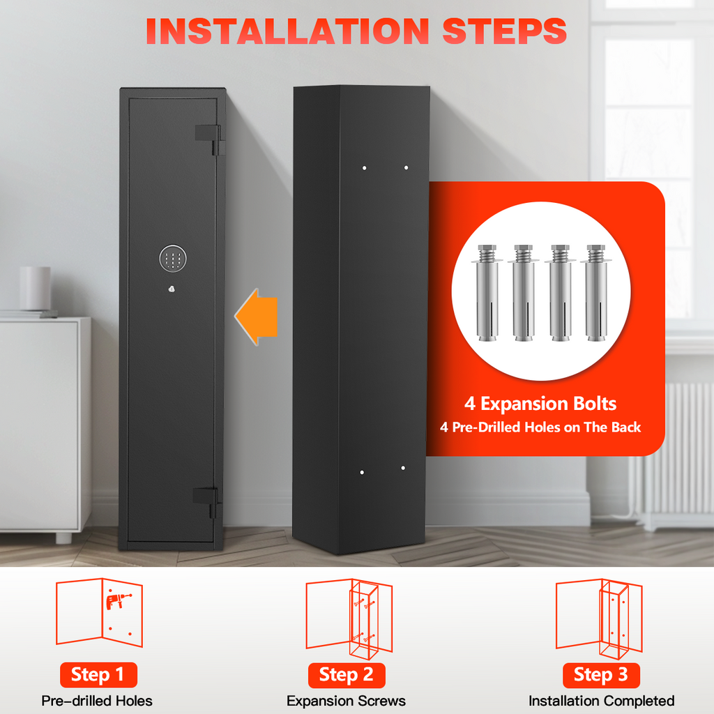 SYSENFO 2-4 Long Gun Safes, Gun Cabinets for Home Storage of Rifle and Pistols, Quick Access Rifle Safe with Alarm System & Gun Racks