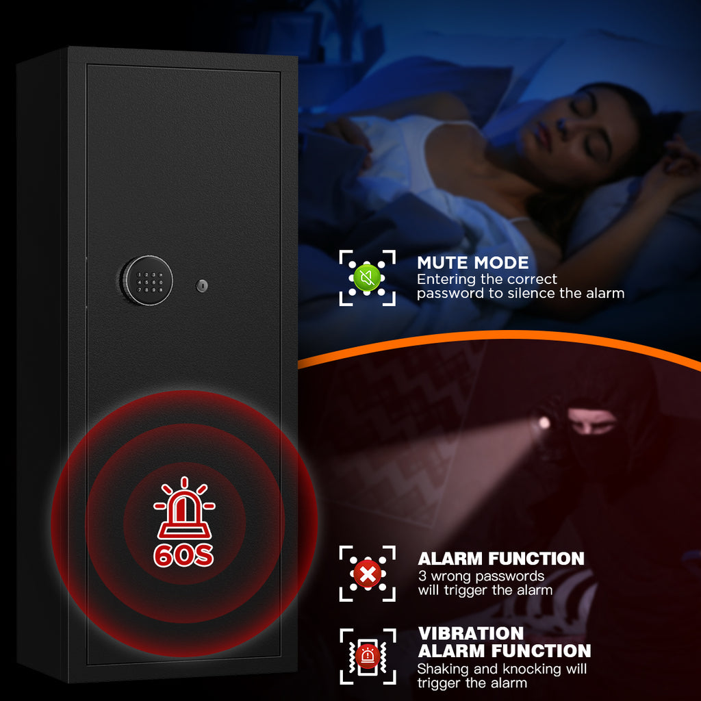 RYCUZO 12-15 Gun Cabinet, Quick Access Long Gun Safe for Home Rifles and Pistols, Large Unassembled Rifle Safe with Removable Shelves, Digital Keypad, Pegboard