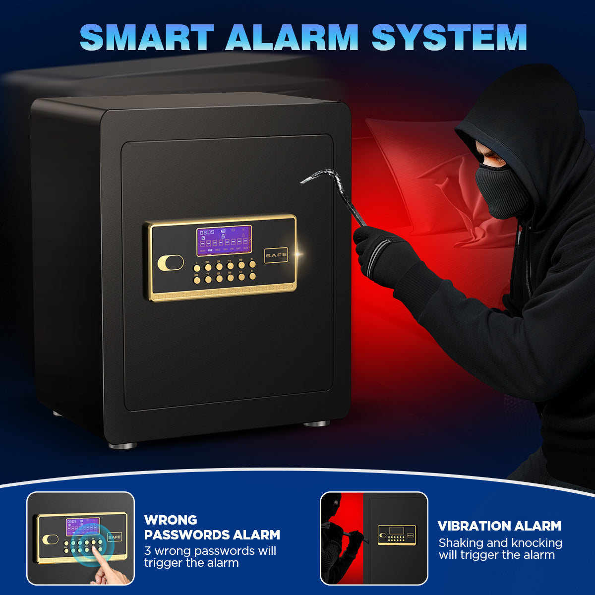 Gemaisil 2.5 Cuft Safe Box for Home, Electronic Safe with Digital Keypad, Safe with Fireproof Bag & Adjustable Shelf(Black)