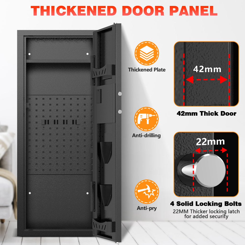 Gemaisil 12-15 Gun Cabinet, Quick Access Long Gun Safe for Home Rifles and Pistols, Large Unassembled Rifle Safe with Removable Shelves, Digital Keypad, Pegboard