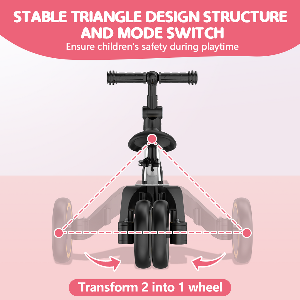 TNTANTS 4 in 1 Toddler Bike, Kids Tricycle for 1-5 Years Old, Toddler Tricycle for Boy Girl, Baby Balance Bike with Parent Steering Push Handle, Removable Pedal, Adjustable Seat White