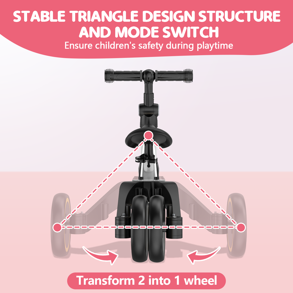 TNTANTS 4 in 1 Toddler Bike, Kids Tricycle for 1-5 Years Old, Toddler Tricycle for Boy Girl, Baby Balance Bike with Parent Steering Push Handle, Removable Pedal, Adjustable Seat White