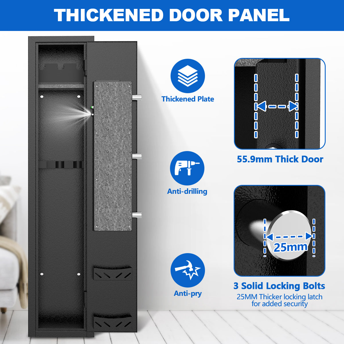 SYSENFO 2-4 Long Gun Safes, Quick Access Gun Cabinets with Alarm System & Gun Racks, Rifle & Pistol Security Cabinet for Home Storage