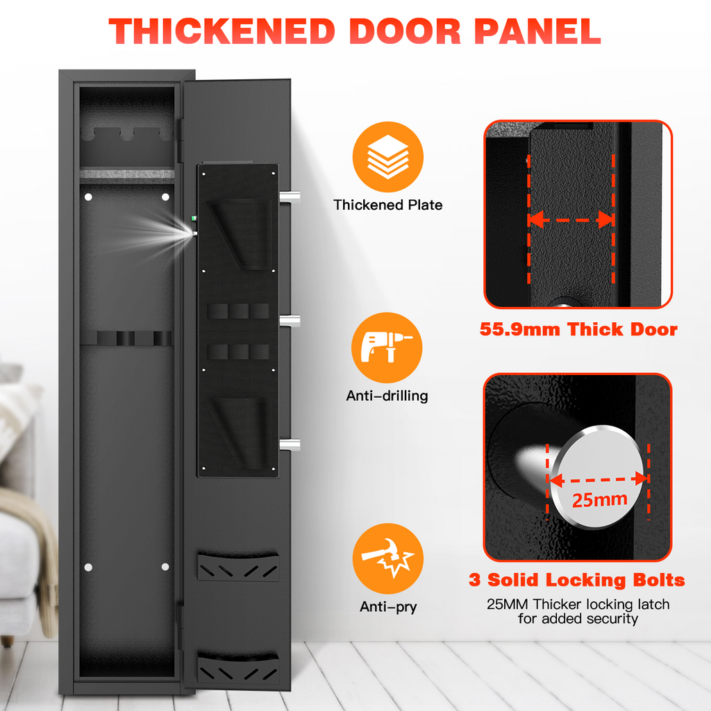 SYSENFO 2-4 Long Gun Safes, Gun Cabinets for Home Storage of Rifle and Pistols, Quick Access Rifle Safe with Alarm System & Gun Racks
