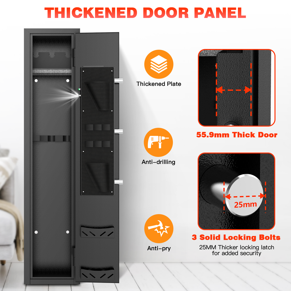 SYSENFO 2-4 Long Gun Safes, Gun Cabinets for Home Storage of Rifle and Pistols, Quick Access Rifle Safe with Alarm System & Gun Racks