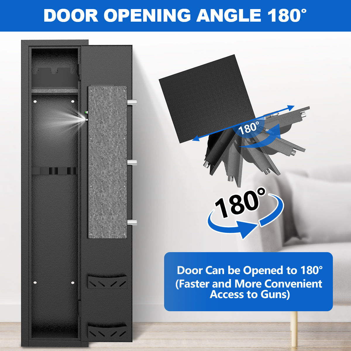 SYSENFO 2-4 Long Gun Safes, Quick Access Gun Cabinets with Alarm System & Gun Racks, Rifle & Pistol Security Cabinet for Home Storage