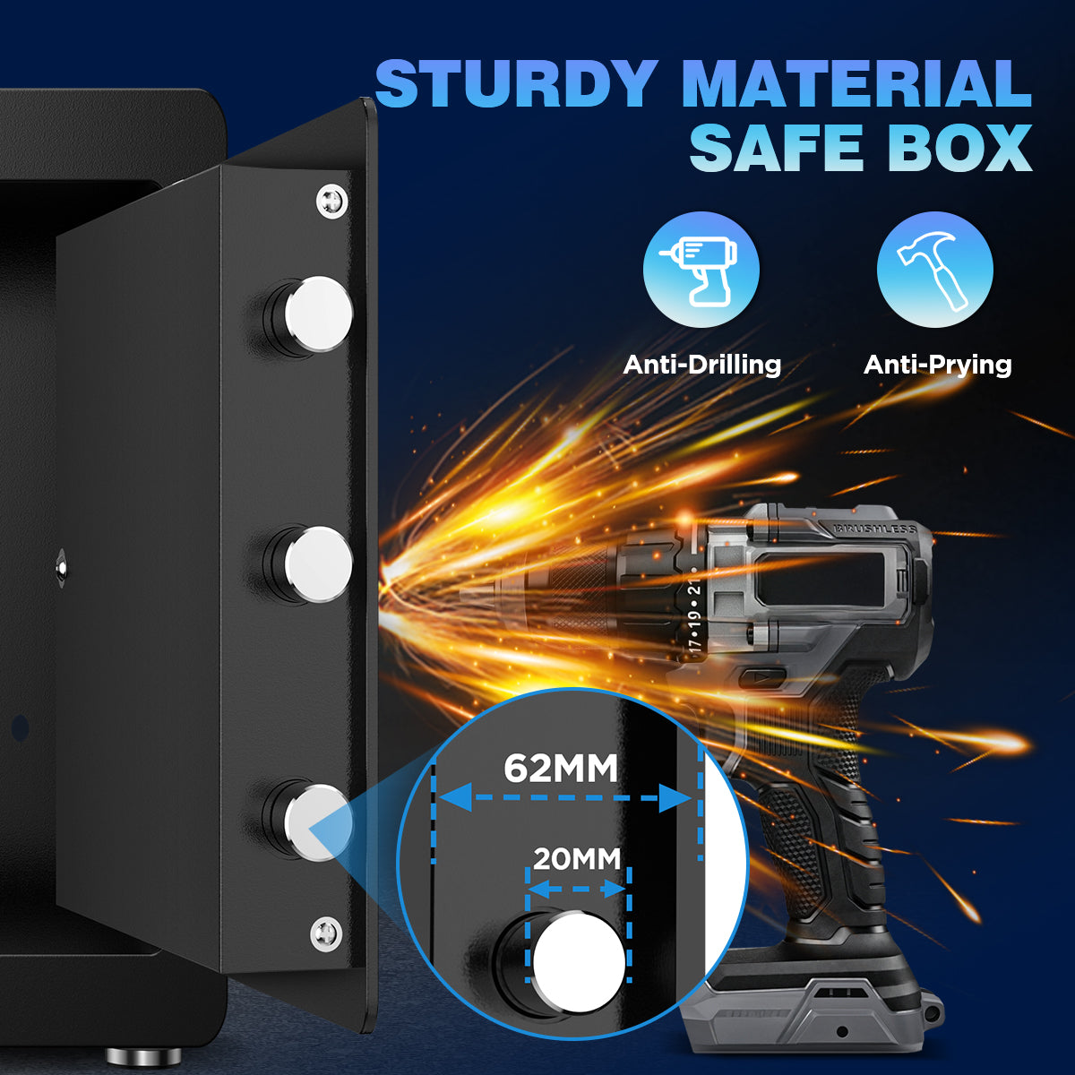 Gemaisil 2.5 Cuft Safe Box for Home, Electronic Safe with Digital Keypad, Safe with Fireproof Bag & Adjustable Shelf(Black)