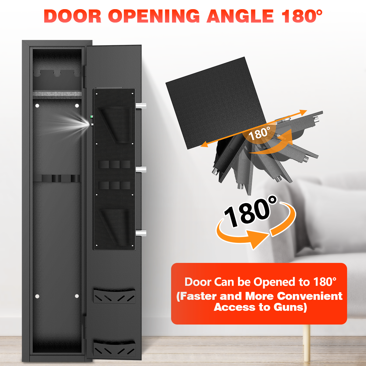 SYSENFO 2-4 Long Gun Safes, Gun Cabinets for Home Storage of Rifle and Pistols, Quick Access Rifle Safe with Alarm System & Gun Racks