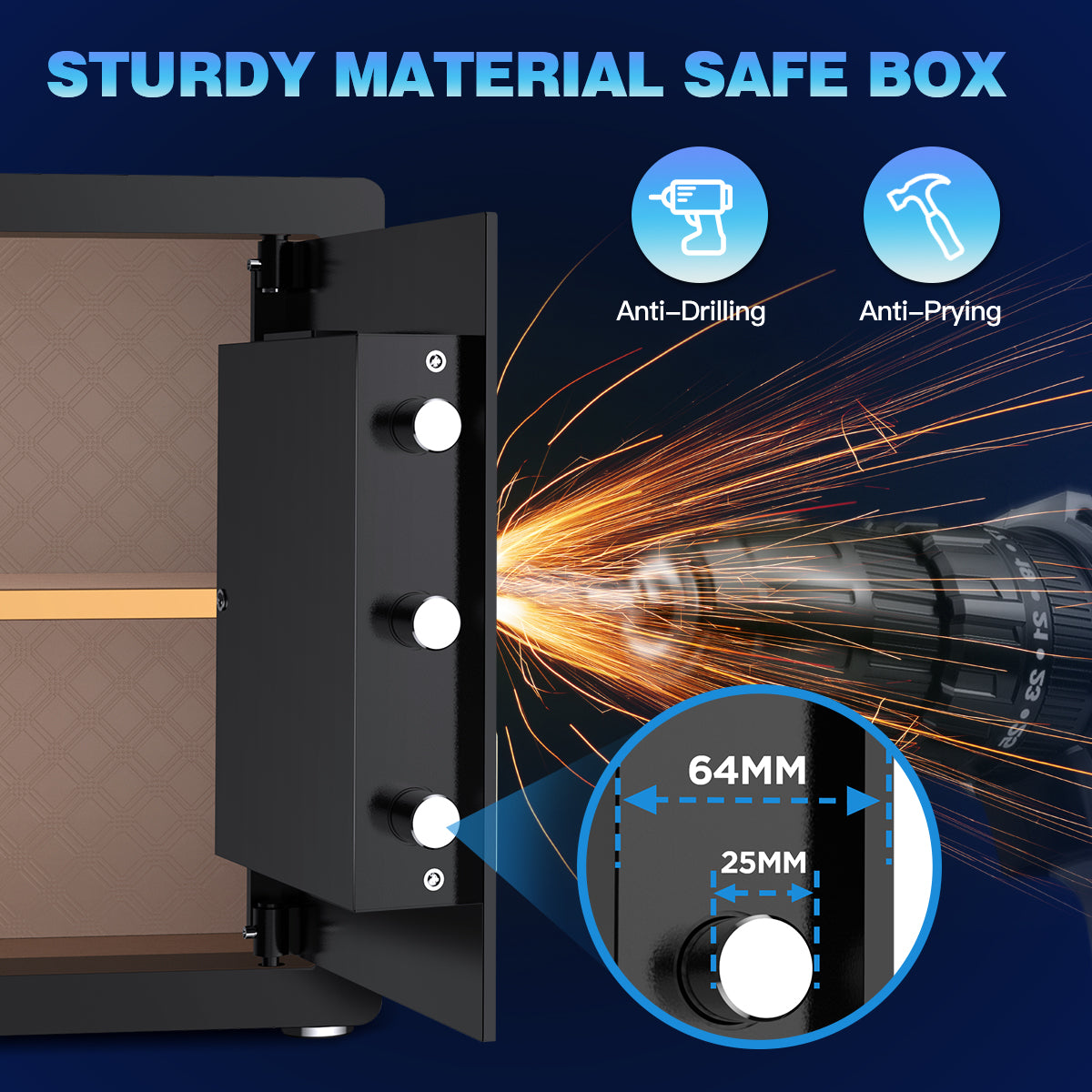 Gemaisil 3.5 Cuft Safe Box for Home & Office, Digital Keypad Home Security Safe With Fireproof Waterproof Bag & Adjustable Shelf(Black)