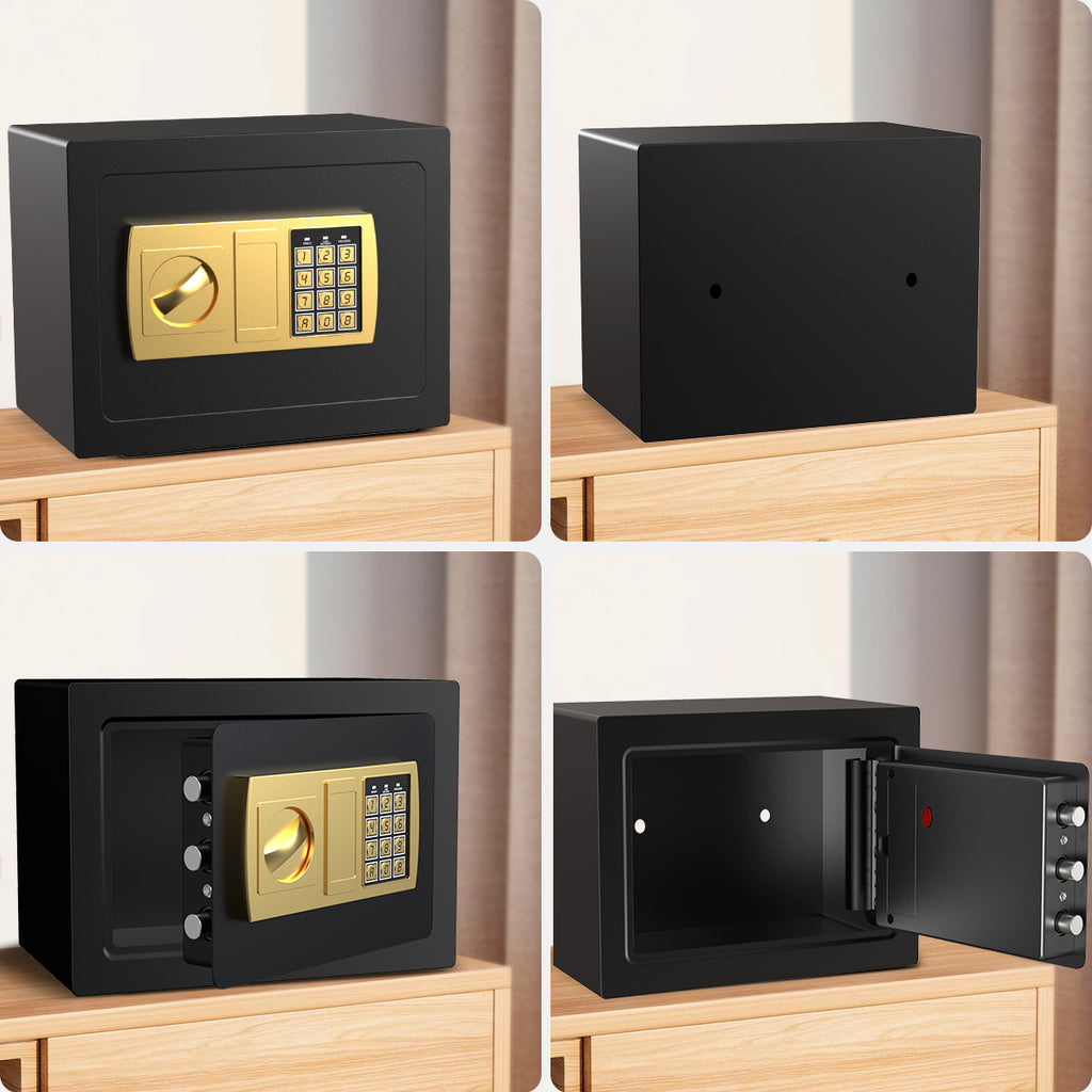 TNTANTS Electronic Digital Safe Box, 0.5 Cubic Feet Home Security Box for Office Hotel Business, Lock Box with Key Keypad for Cash Jewelry Black