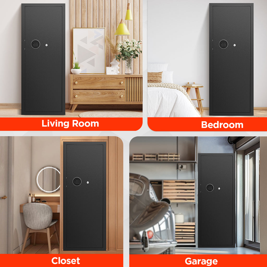 SYSENFO 12-15 Gun Cabinet, Quick Access Long Gun Safe for Home Rifles and Pistols, Large Unassembled Rifle Safe with Removable Shelves, Digital Keypad, Pegboard