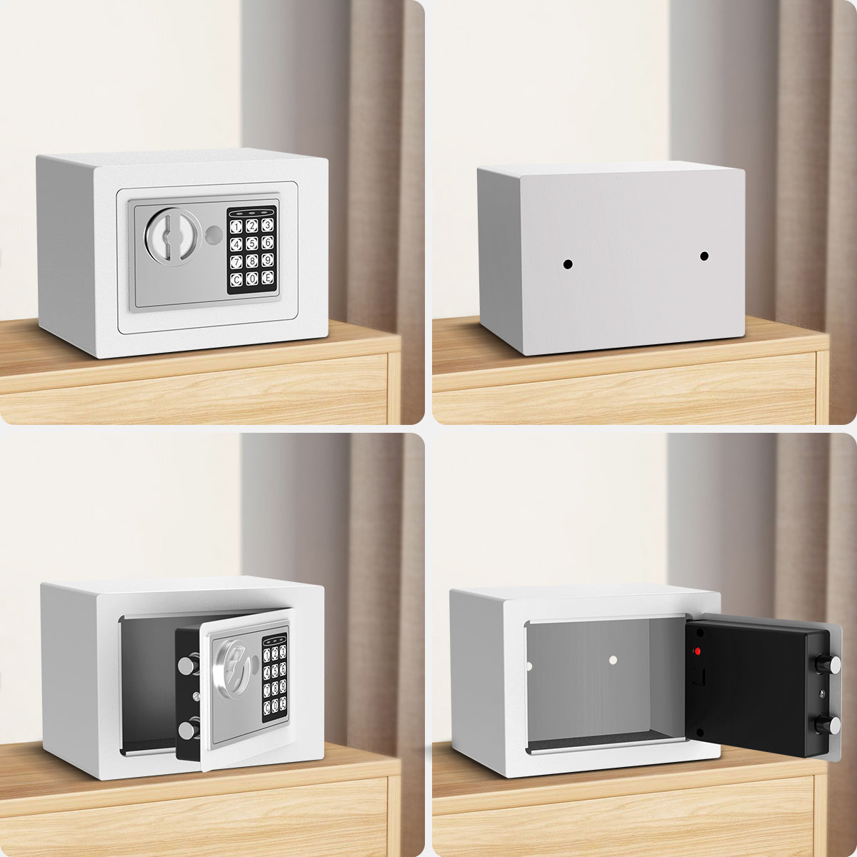 TNTANTS Electronic Digital Safe Box, 0.25 Cubic Feet Home Security Box for Office Hotel Business, Lock Box with Key Keypad for Cash Jewelry White