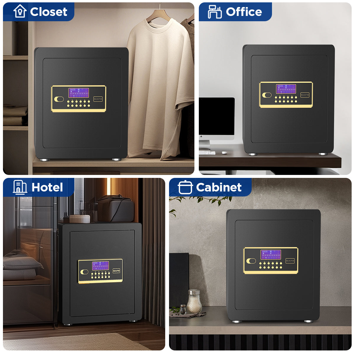 Gemaisil 2.5 Cuft Safe Box for Home, Electronic Safe with Digital Keypad, Safe with Fireproof Bag & Adjustable Shelf(Black)