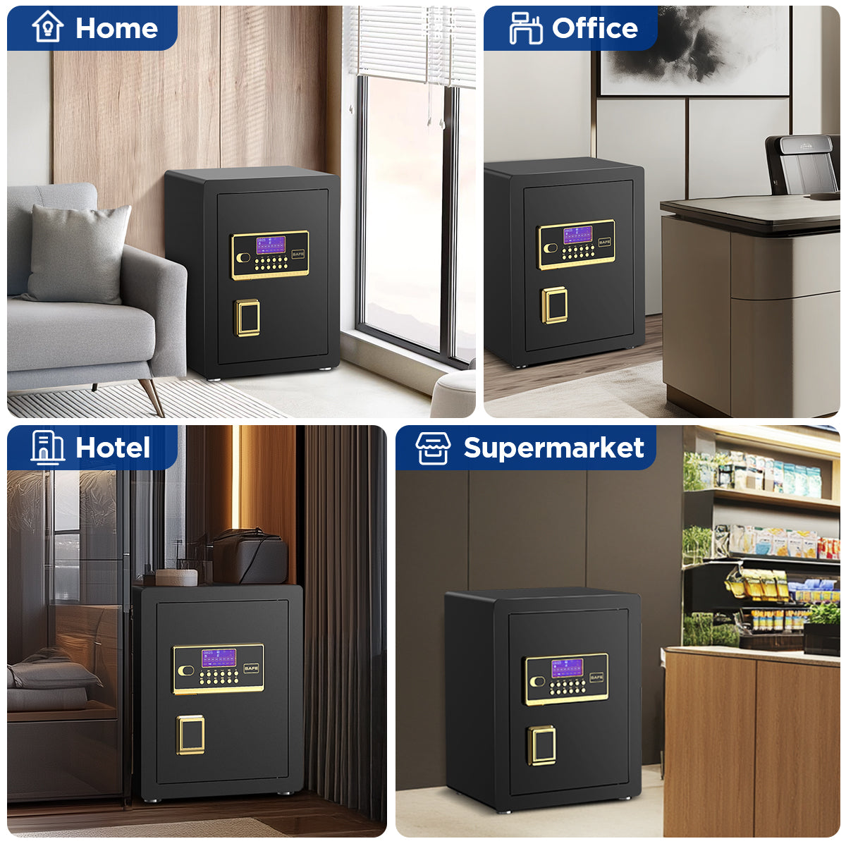 Gemaisil 3.5 Cuft Safe Box for Home & Office, Digital Keypad Home Security Safe With Fireproof Waterproof Bag & Adjustable Shelf(Black)