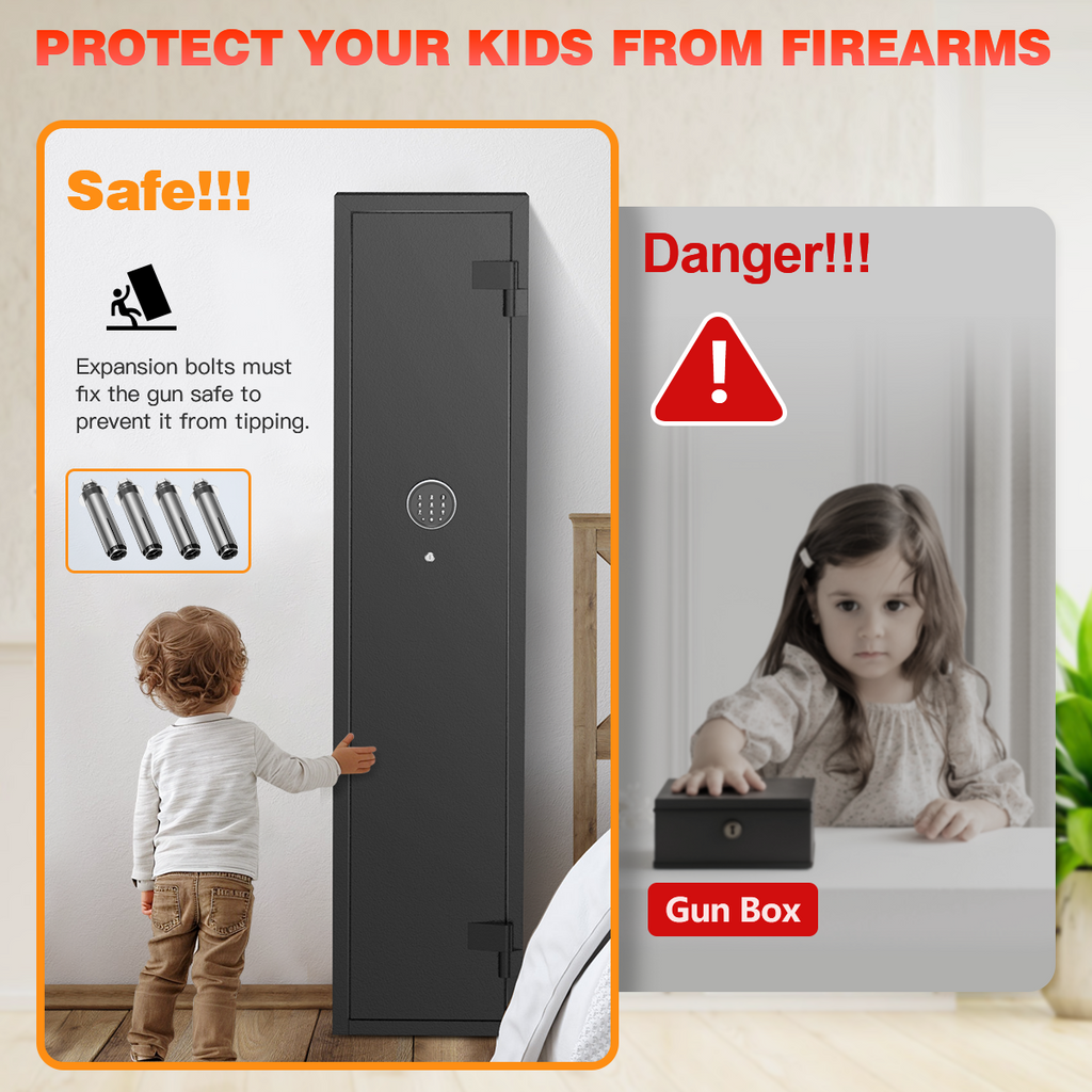 SYSENFO 2-4 Long Gun Safes, Quick Access Gun Cabinets with Alarm System & Gun Racks, Rifle & Pistol Security Cabinet for Home Storage
