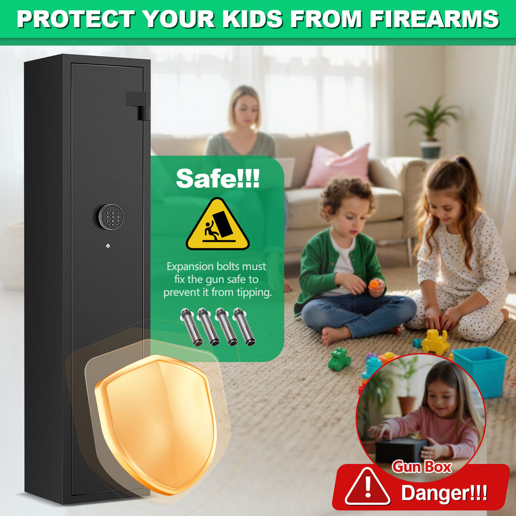 BESAFETY 2-4 Long Gun Safes, Gun Cabinets for Home Storage of Rifle and Pistols, Quick Access Rifle Safe with Alarm System & Gun Racks