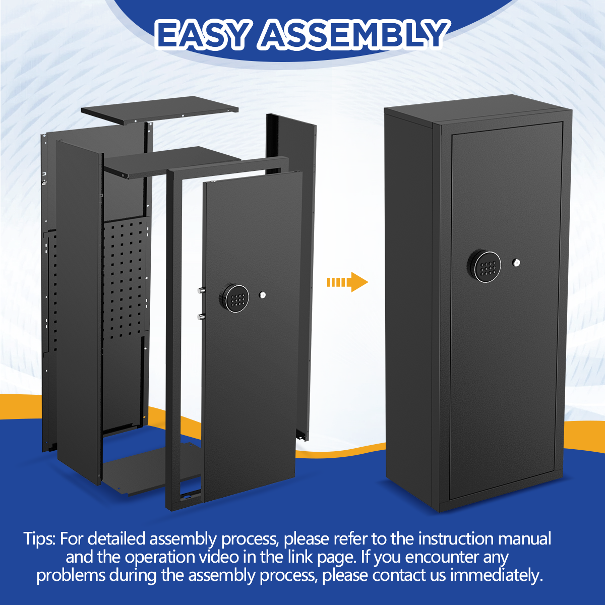 RYCUZO 12-15 Gun Cabinet, Quick Access Long Gun Safe for Home Rifles and Pistols, Large Unassembled Rifle Safe with Removable Shelves, Digital Keypad, Pegboard