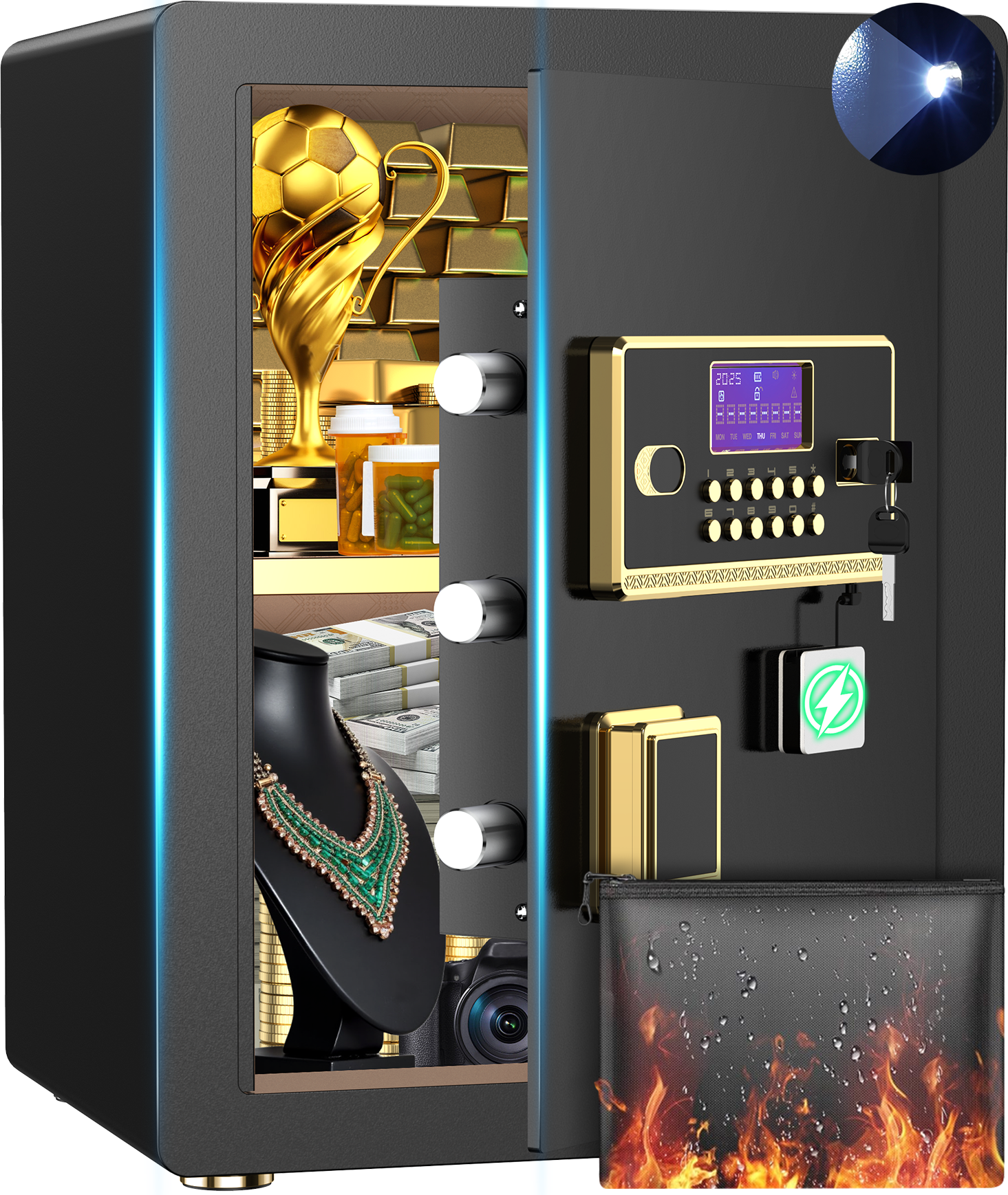 Gemaisil 3.5 Cuft Safe Box for Home, Electronic Security Safe with Digital Keypad, Safe with Fireproof Bag & Adjustable Shelf(Black)