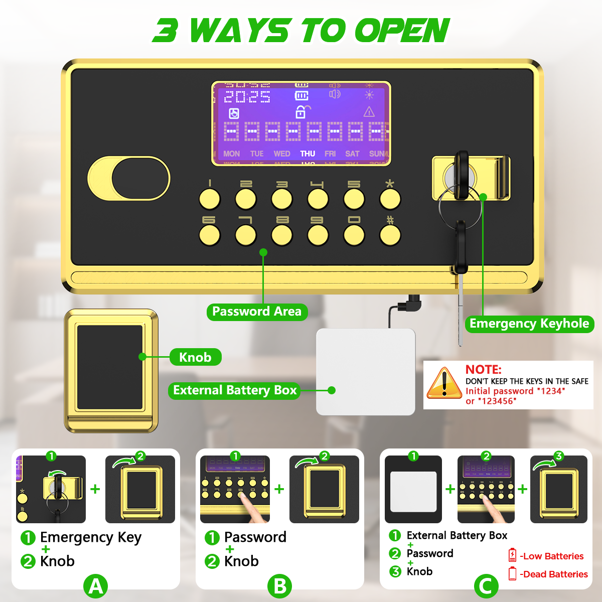 BESAFETY 3.0 Cuft Large Security Safe Box, Digital Keypad Lock, Built-in Alarm System & Fireproof Bag, Home & Office Safe for Cash, Valuables (Black)