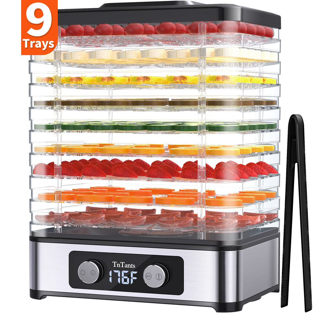 TNTANTS Food Dehydrator, 9 Trays Electric Dehydrated Dryer with Adjustable 48H Timer & 95-176℉ Temperature Control, Dehydrator for Food and Jerky, Fruits, Veggies, Pet Treat