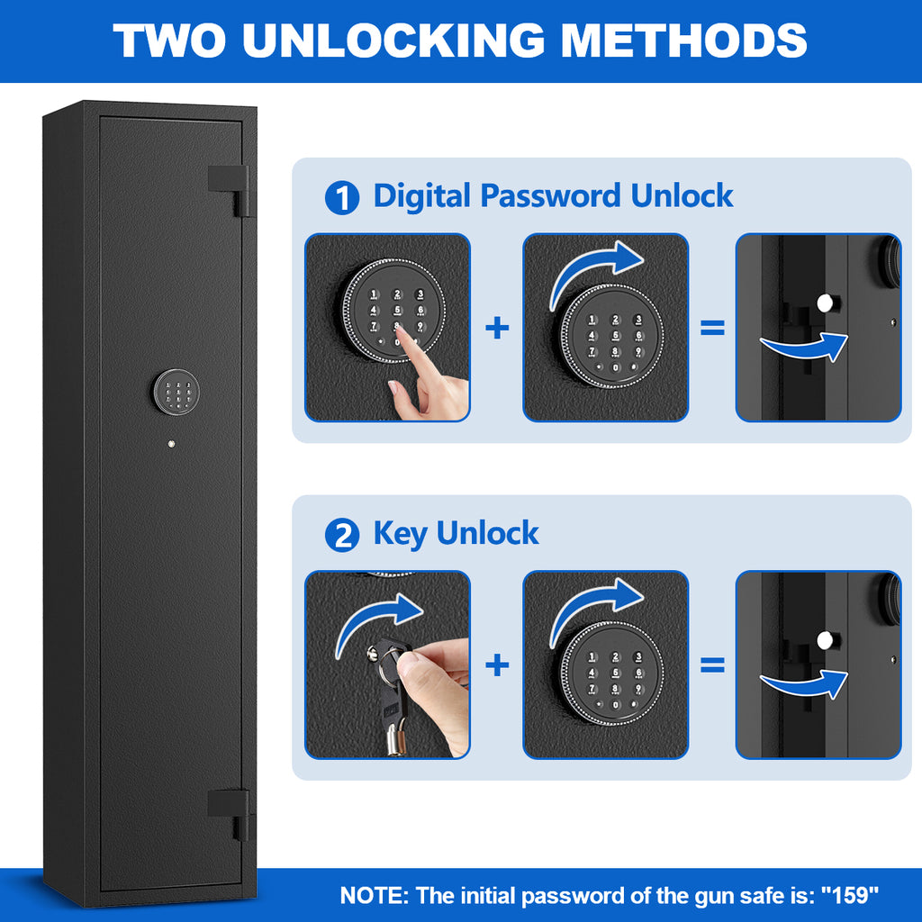 BESAFETY 2-4 Long Gun Safes, Gun Cabinets for Home Storage of Rifle and Pistols, Quick Access Rifle Safe with Alarm System & Gun Racks