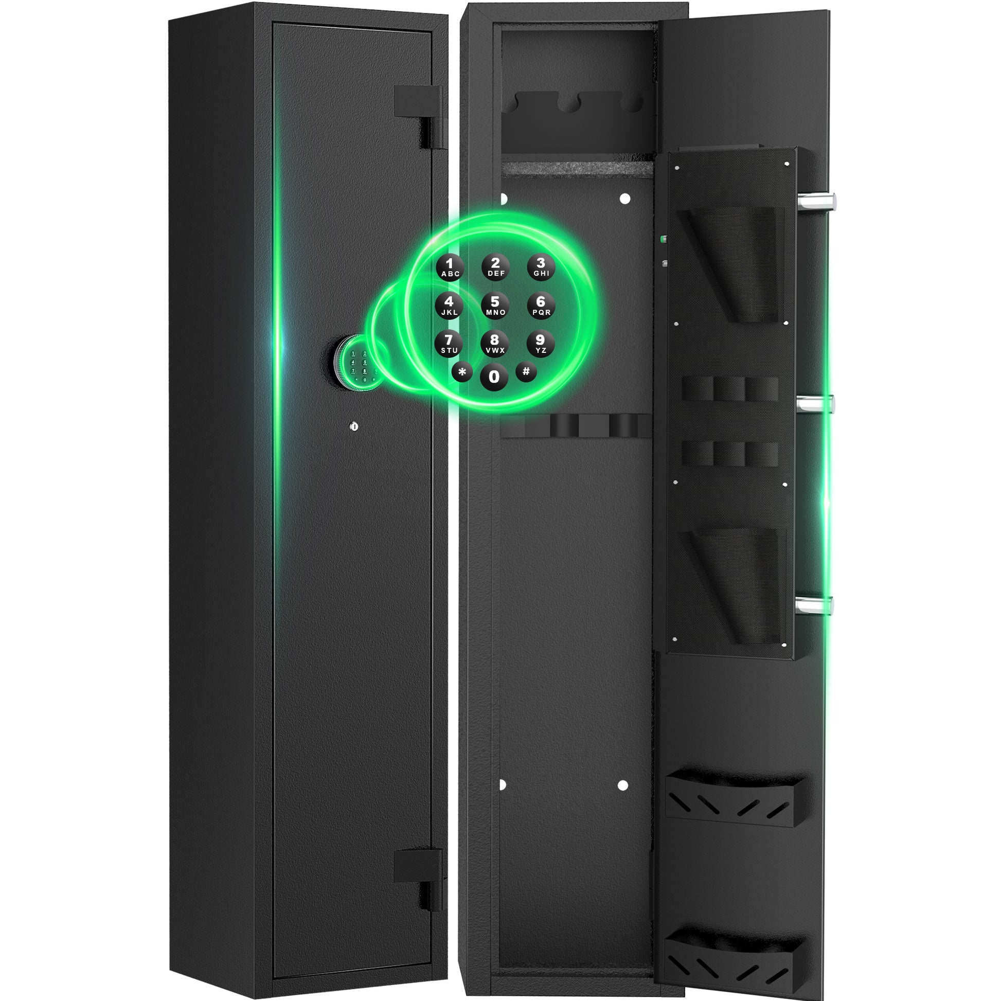 BESAFETY 2-4 Long Gun Safes, Gun Cabinets for Home Storage of Rifle and Pistols, Quick Access Rifle Safe with Alarm System & Gun Racks