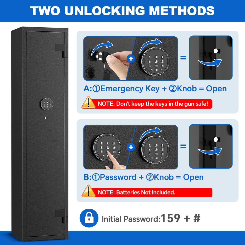 SYSENFO 2-4 Long Gun Safes, Quick Access Gun Cabinets with Alarm System & Gun Racks, Rifle & Pistol Security Cabinet for Home Storage