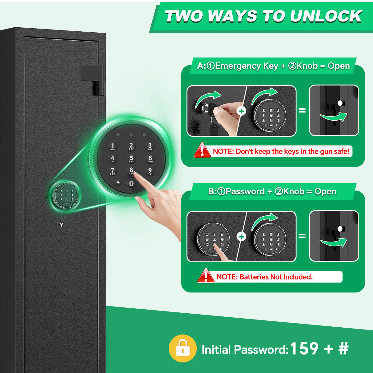 SYSENFO 2-4 Long Gun Safes, Gun Cabinets for Home Storage of Rifle and Pistols, Quick Access Rifle Safe with Alarm System & Gun Racks