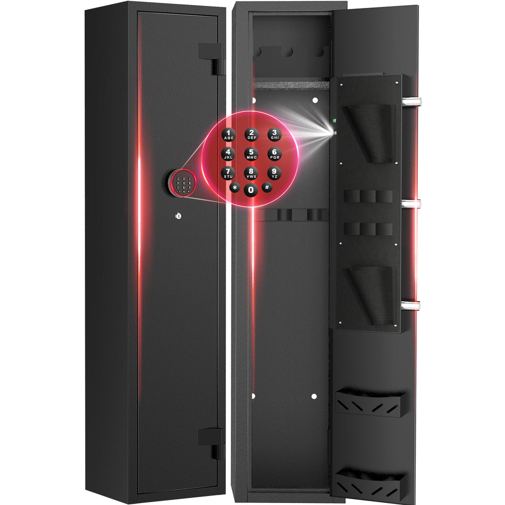 SYSENFO 2-4 Long Gun Safes, Quick Access Gun Cabinets with Alarm System & Gun Racks, Rifle & Pistol Security Cabinet for Home Storage