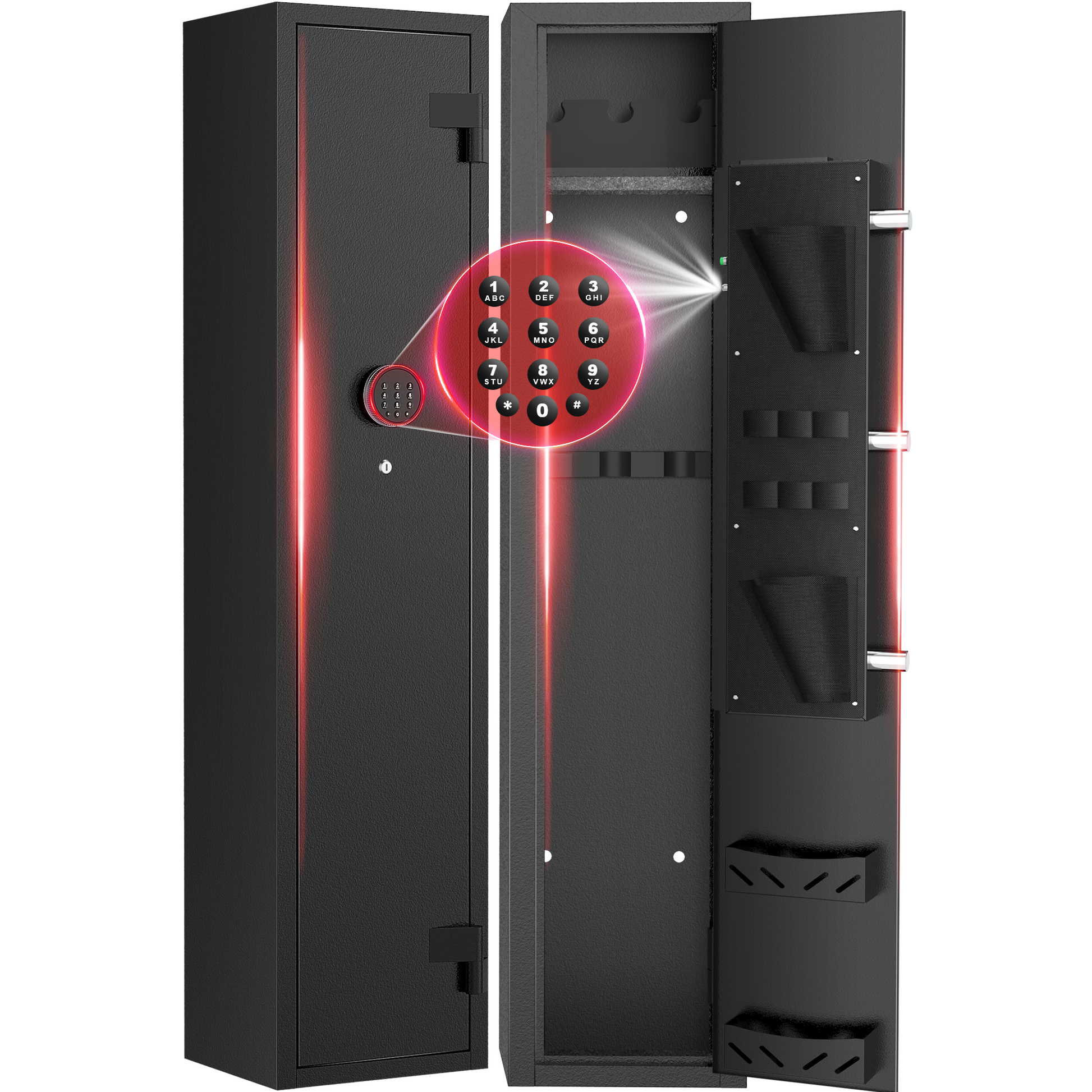Gemaisil 2-4 Long Gun Safes, Gun Cabinets for Home Storage of Rifle and Pistols, Quick Access Rifle Safe with Alarm System & Gun Racks