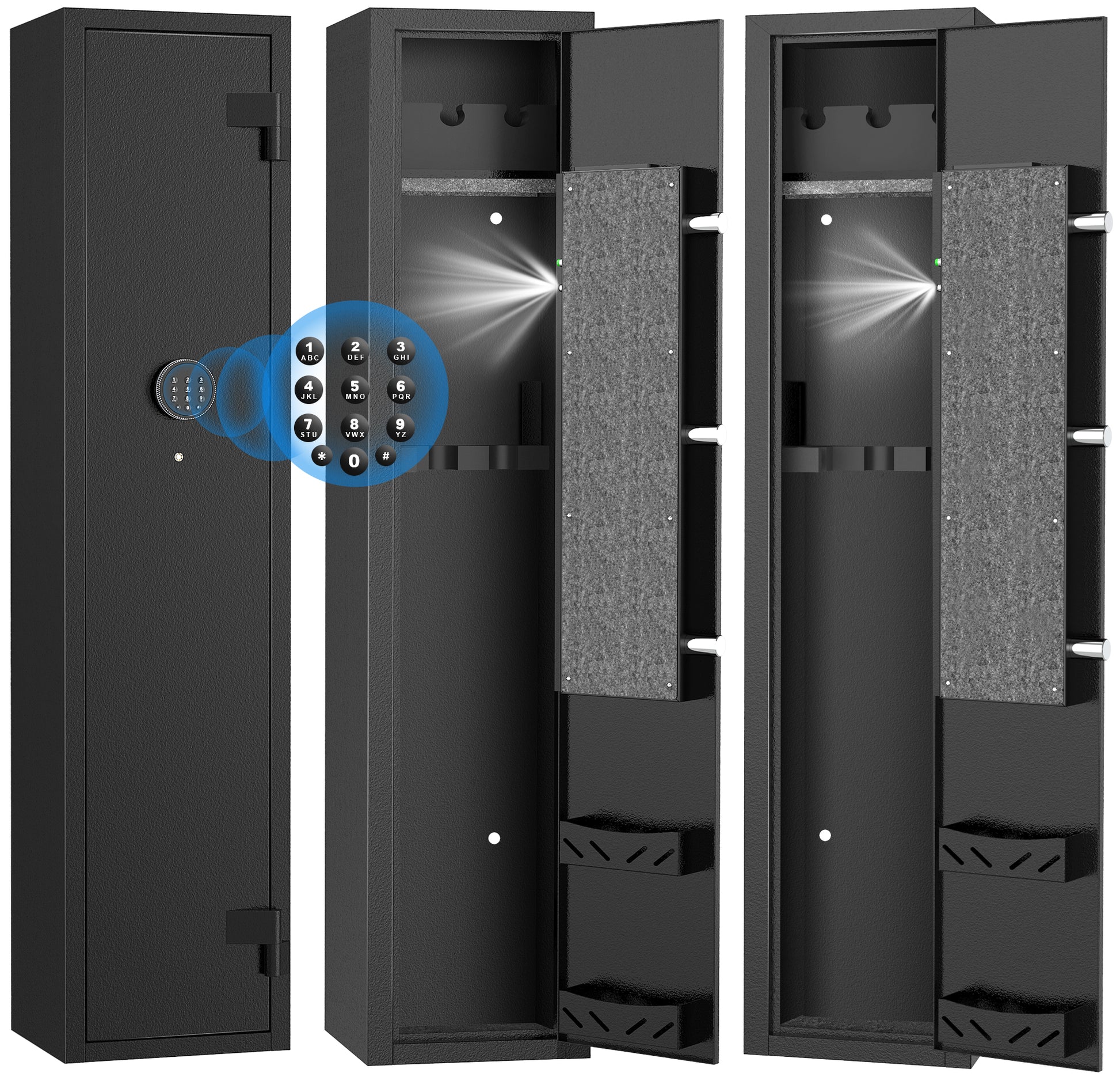BESAFETY 2-4 Long Gun Safes, Gun Cabinets for Home Storage of Rifle and Pistols, Quick Access Rifle Safe with Alarm System & Gun Racks