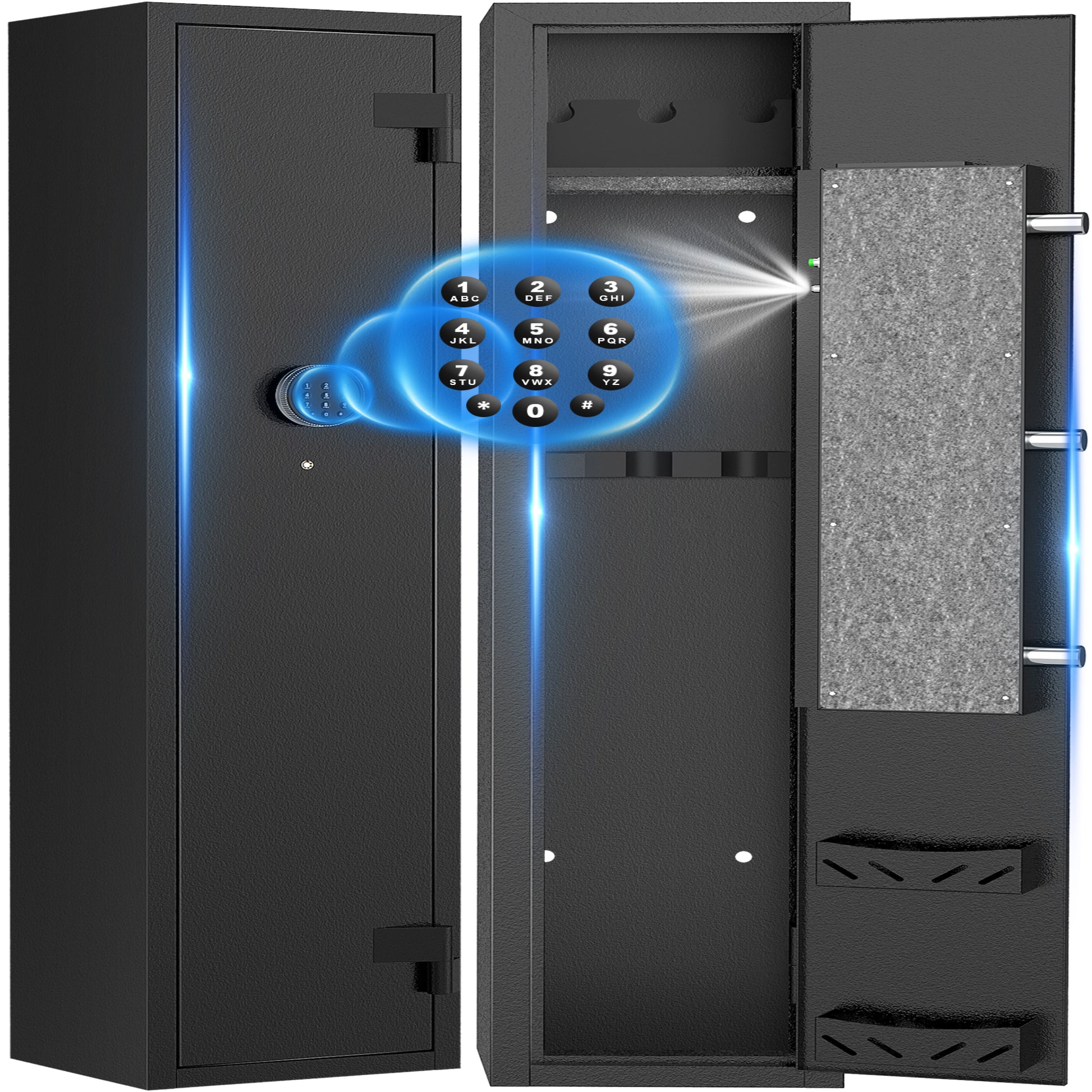 SYSENFO 2-4 Long Gun Safes, Quick Access Gun Cabinets with Alarm System & Gun Racks, Rifle & Pistol Security Cabinet for Home Storage