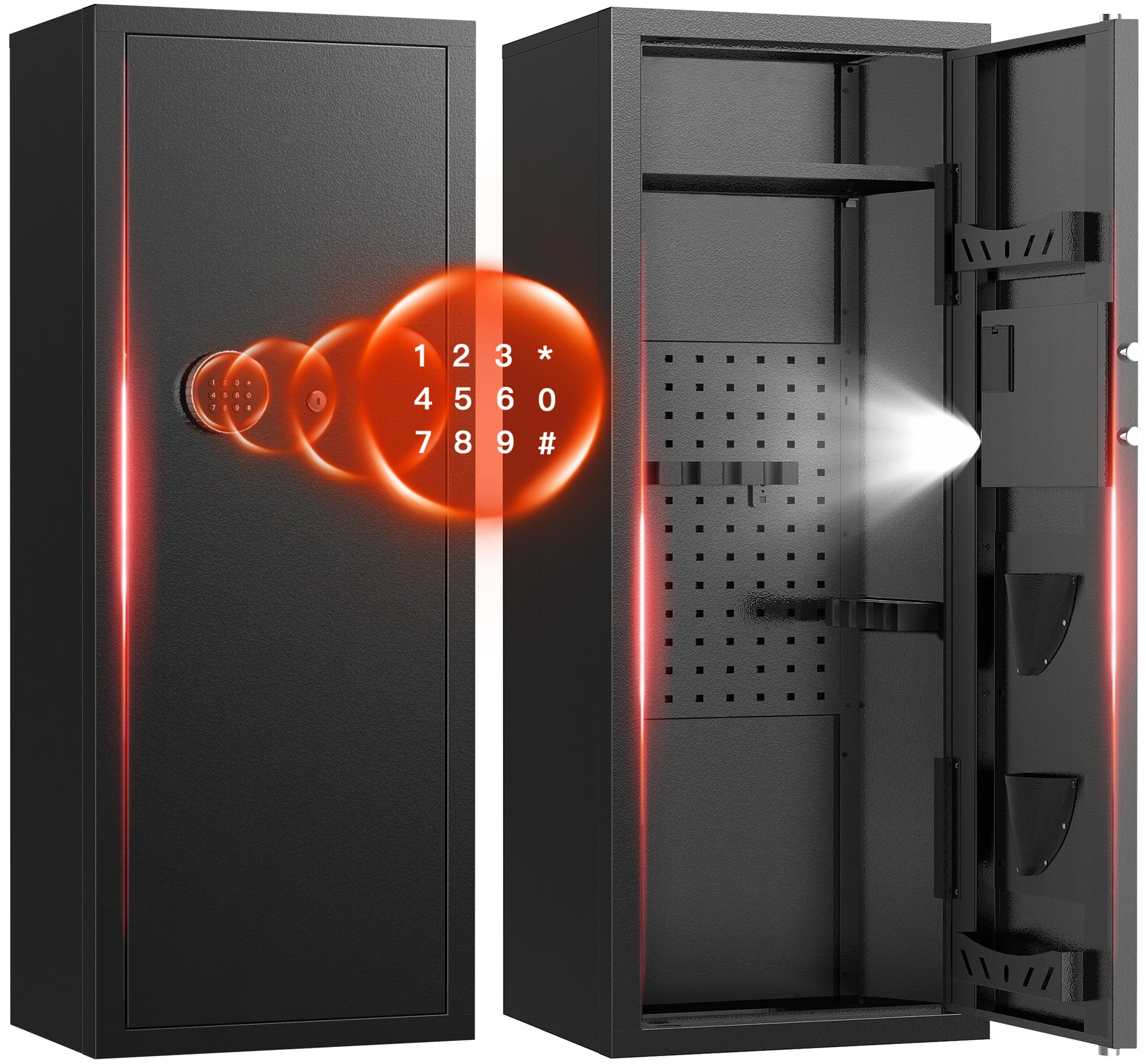 Gemaisil 12-15 Gun Cabinet, Quick Access Long Gun Safe for Home Rifles and Pistols, Large Unassembled Rifle Safe with Removable Shelves, Digital Keypad, Pegboard