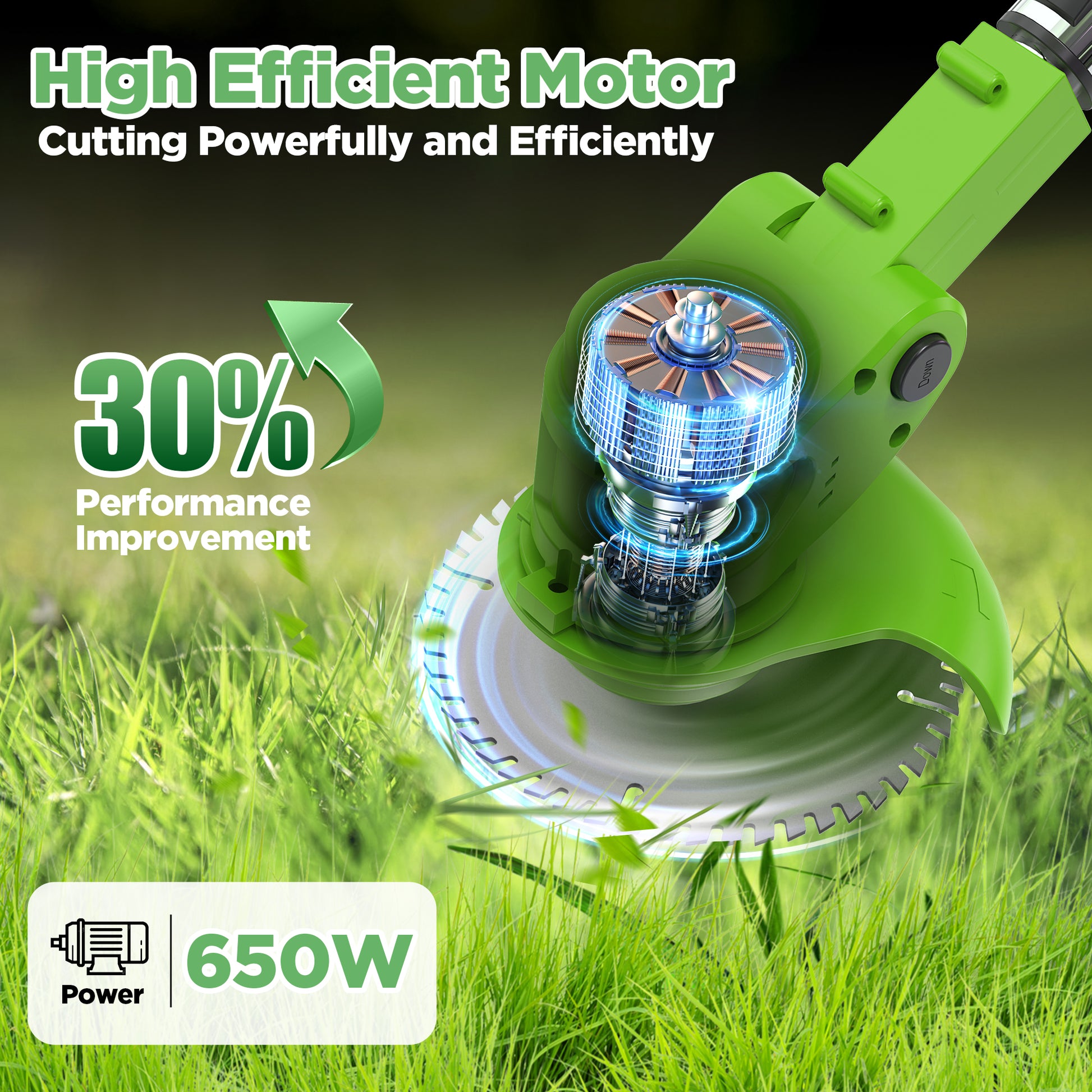 TNTANTS Weed Wacker Cordless, 3-in-1 Lightweight Electric String Trimmer with 3 Types of Blades, Wheels, 24V Battery, Weed Eater Grass Trimmer/Edger/Brush Cutter for Lawn Yard Garden (Green)