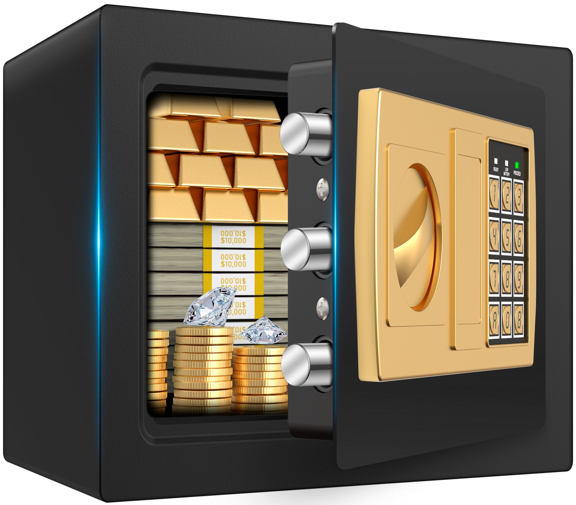 TNTANTS Electronic Digital Safe Box, 0.5 Cubic Feet Home Security Box for Office Hotel Business, Lock Box with Key Keypad for Cash Jewelry Black