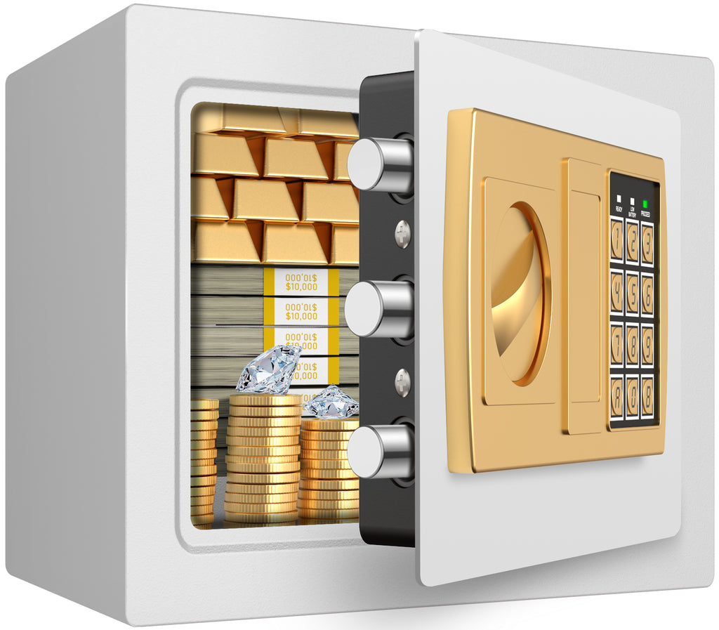 TNTANTS Electronic Digital Safe Box, 0.5 Cubic Feet Home Security Box for Office Hotel Business, Lock Box with Key Keypad for Cash Jewelry White