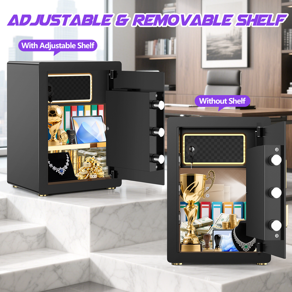 Gemaisil 5.0 Cuft Large Security Safe Box, Digital Keypad Lock, Built-in Alarm System & Fireproof Bag, Home & Office Safe for Save Cash, Valuables (Black)