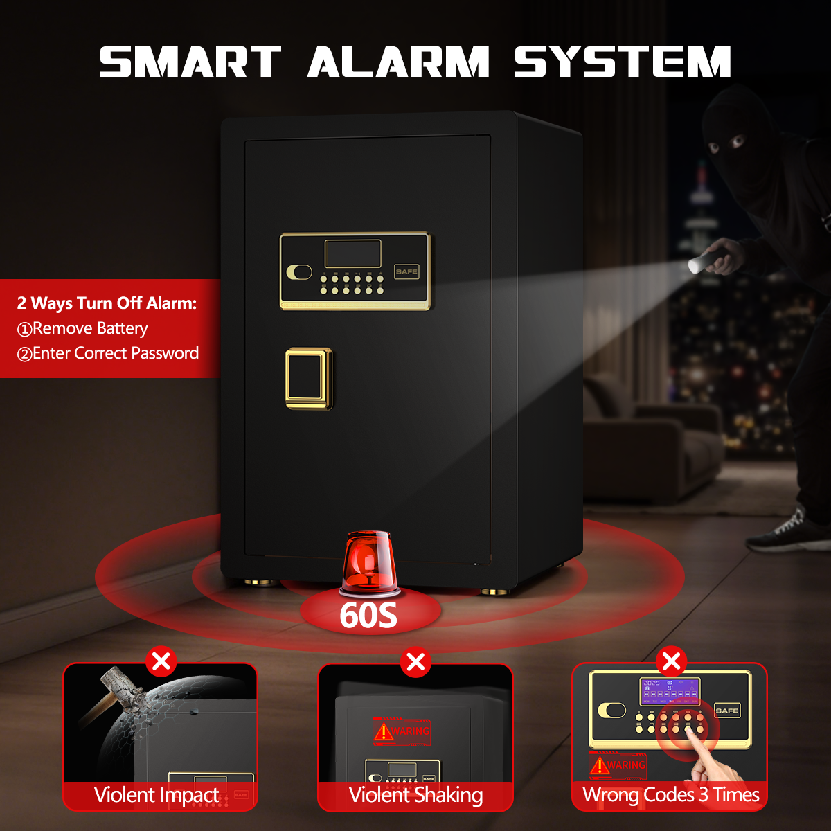 Gemaisil 5.5 Cuft Large Safe Box, Security Home Safe with Interior Safe Lock Box & Fireproof Document Bag