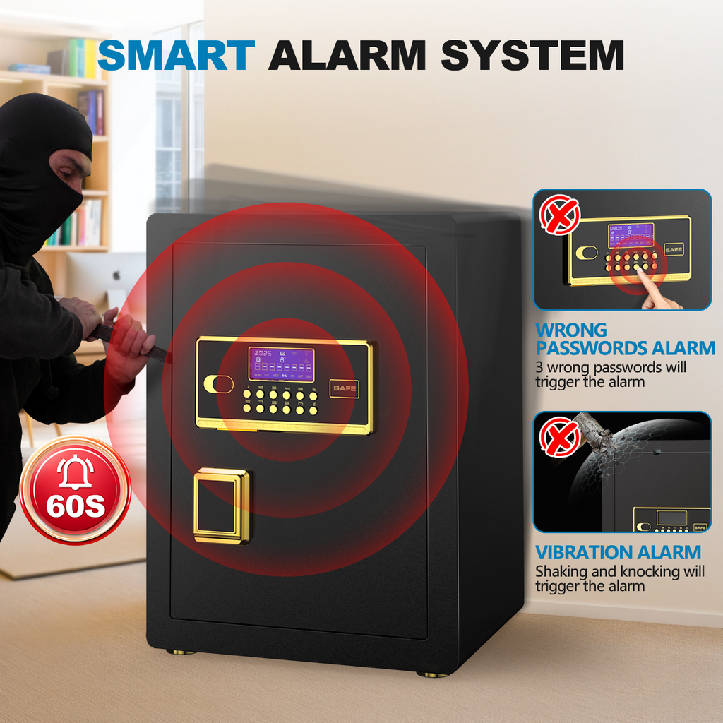 BESAFETY 3.5 Cuft Large Safe Box, Digital Keypad Home Security Safe With Fireproof Bag & Alarm System(Black)
