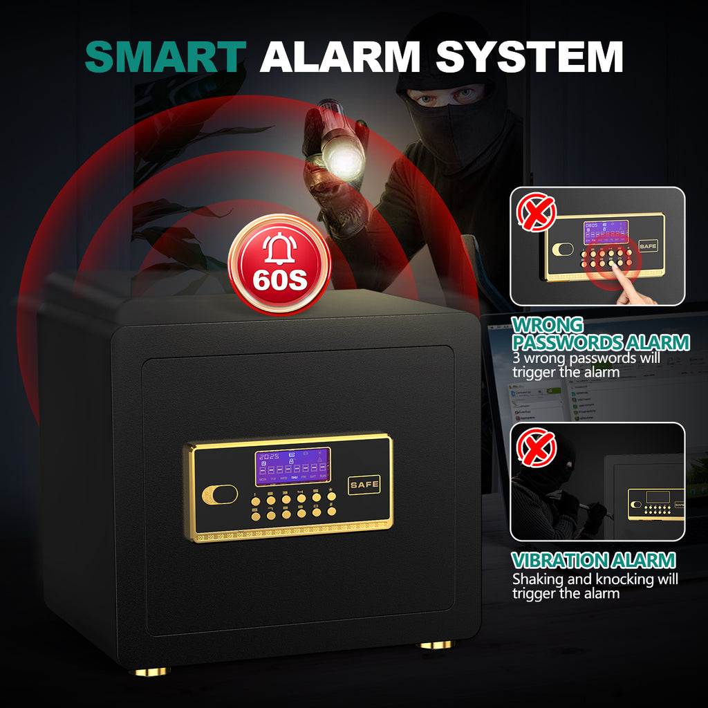 BESAFETY 1.5 Cuft Home Security Safe Box with Digital Keypad, Adjustable Shelf, Fireproof & Waterproof Bag