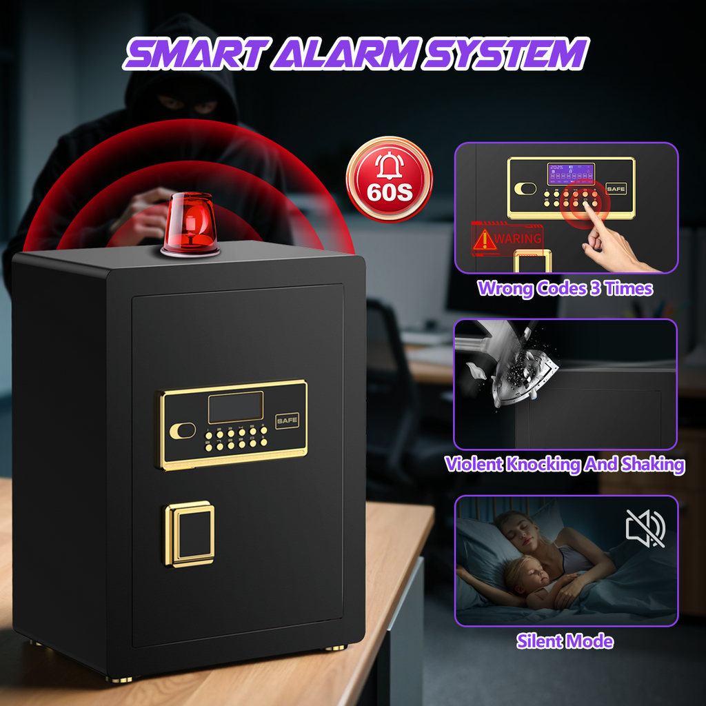 SYSENFO 5.0 Cuft Digital Security Safe Box, Fireproof Waterproof Bag & Adjustable Shelves for Home & Office(Black)