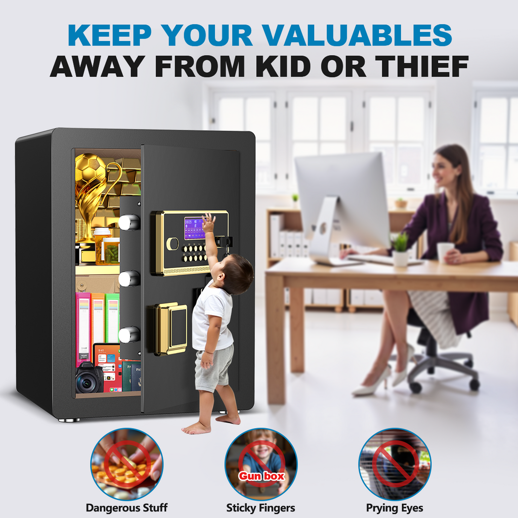 Gemaisil 3.5 Cuft Safe Box for Home, Electronic Security Safe with Digital Keypad, Safe with Fireproof Bag & Adjustable Shelf(Black)