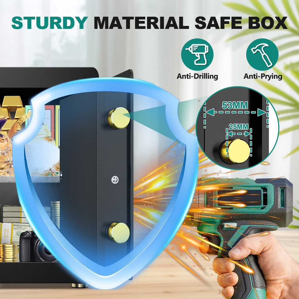 BESAFETY 1.5 Cuft Home Security Safe Box with Digital Keypad, Adjustable Shelf, Fireproof & Waterproof Bag